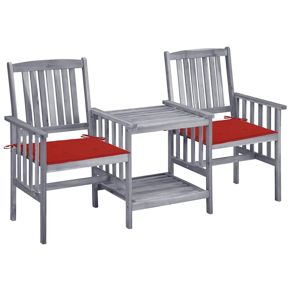 Sedie da Giardino con Cuscini e Tavolino in Massello di Acacia cod mxl 34960