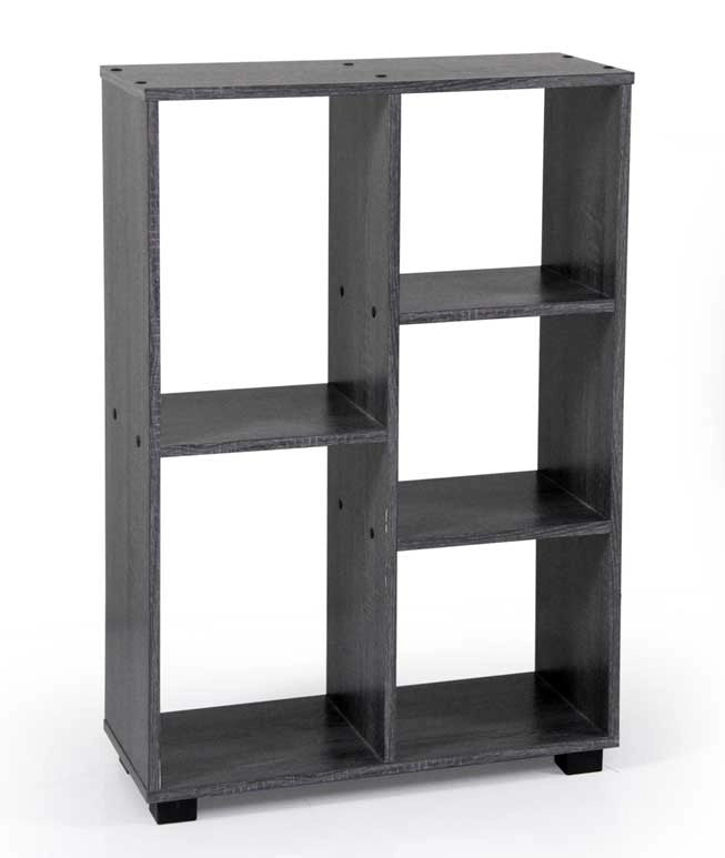 ERMES LIBRERIA IN LEGNO CON 5 VANI APERTI 60 X 24 X 87 CM COLORE WENGÈ