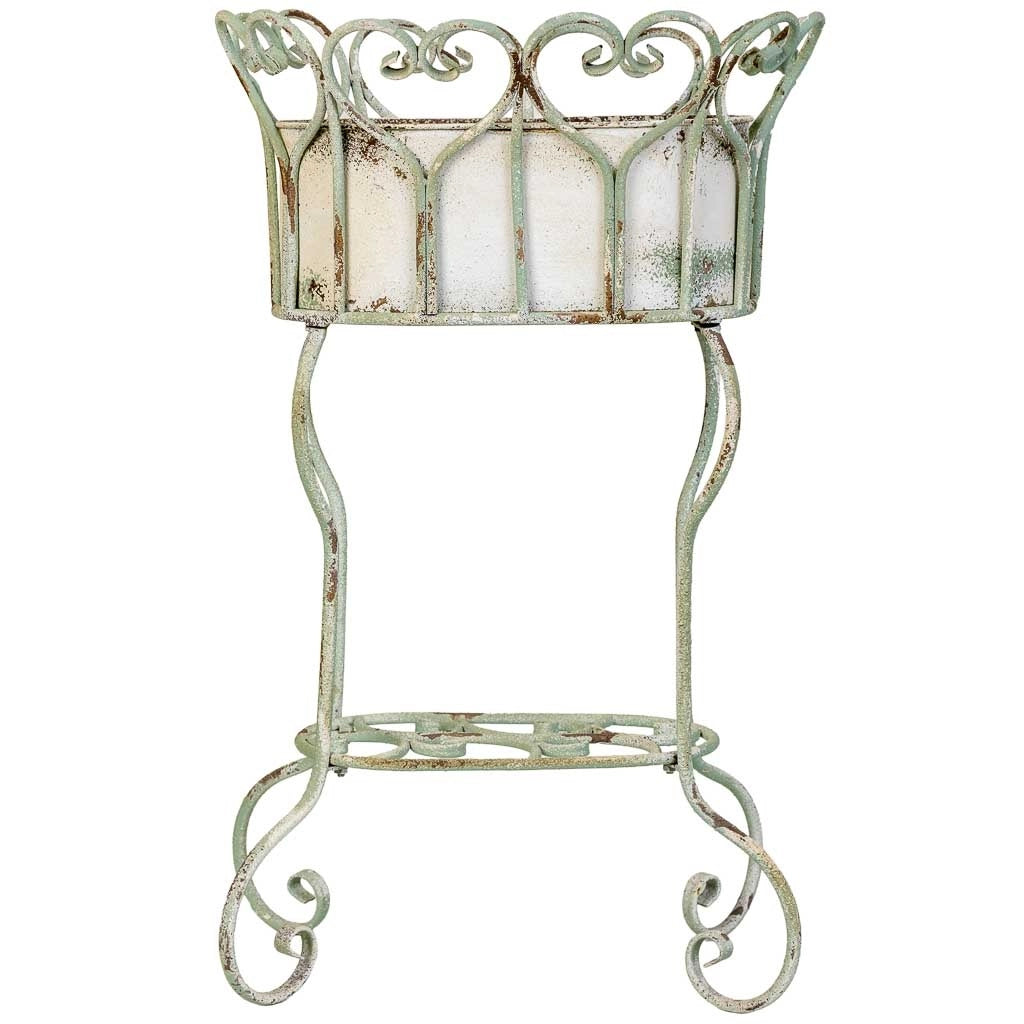 Fioriera in metallo bianco 43,5x34,5x71,5h cm