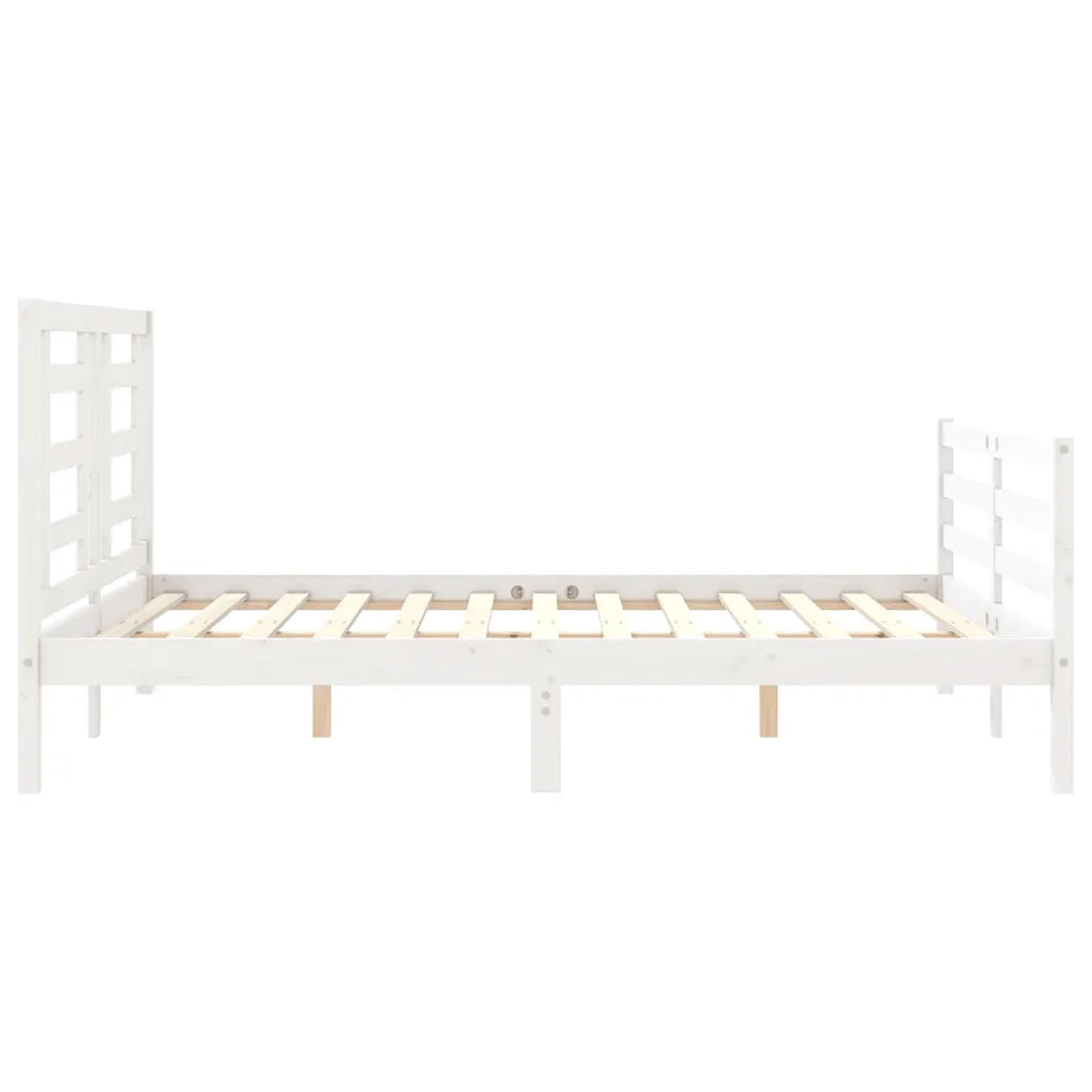 Giroletto con Testiera-Struttura Letto con testiera Bianco 160x200 cm Legno Massello 774600