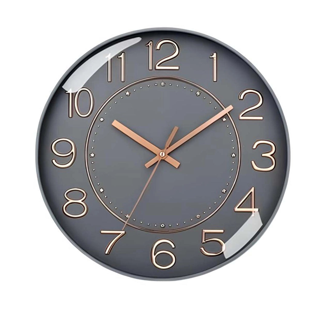 Orologio da parete silenzioso da 26 cm con design moderno e lussuoso Grigio Avizar