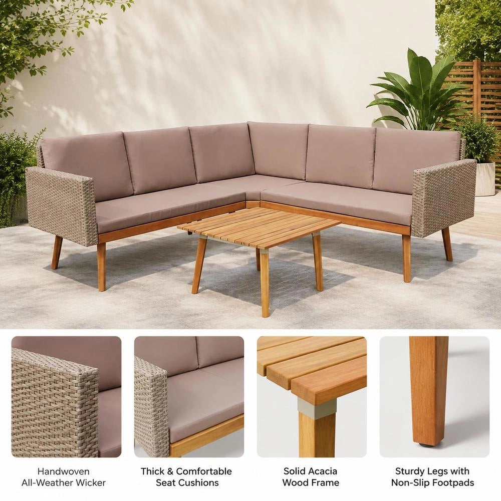 4-piece Garden Lounge Set With Cushions, Poly Rattan, Grey