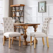 Set di 6 sedie da pranzo in velluto con gambe in legno di quercia; beige