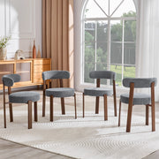 Sedia da Pranzo con Schienale Ergonomico e Seduta Imbottita, in Lino Grigio 57 × 51.5 × 79 cm