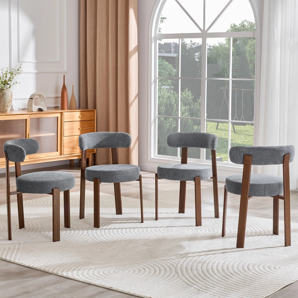 Sedia da Pranzo con Schienale Ergonomico e Seduta Imbottita, in Lino Grigio 57 × 51.5 × 79 cm