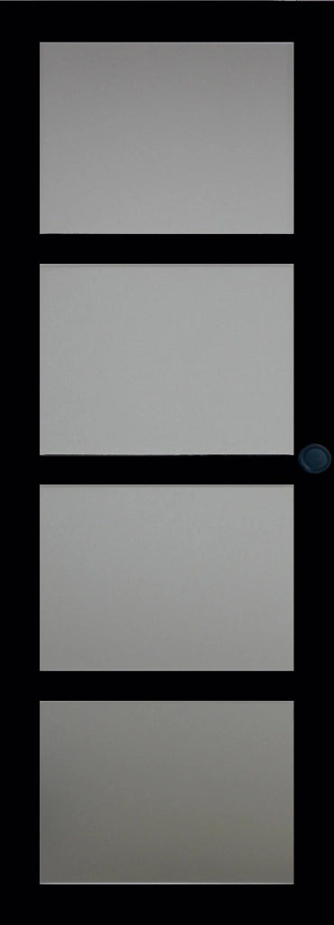 Porta scorrevole in vetro Telia nera H204 x L73 + binario in alluminio bianco e 2 gusci neri