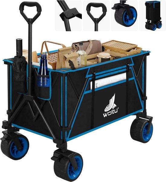 Carrello da giardinaggio pieghevole - Utility Wagon - Carrello pieghevole - Alta capacità di carico - Pneumatici tutti terreni - Progetto duraturo - 106 cm x 105 cm x 54 cm scompresso; 47,5 cm x 70 cm x 23 cm ripiegato