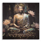 Stampa su Tela Buddah 3, Multicolore, Legno, 100x3x100 cm