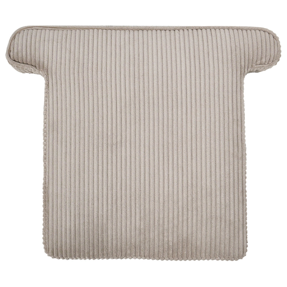 Poltrona Wingback Rivestimento in velluto a coste beige Schienale alto Gambe in legno Soggiorno tradizionale retrò