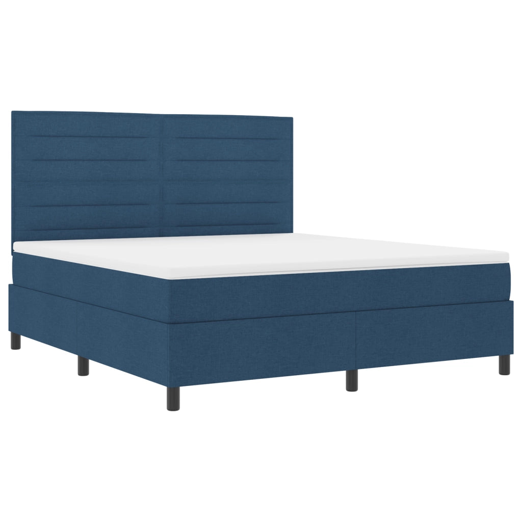 Letto Box Spring con Materasso Blu Super King Tessuto