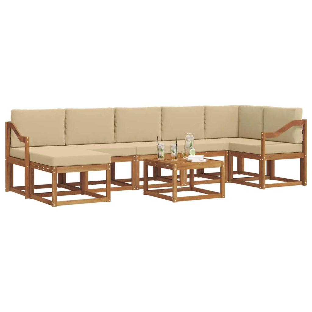 Set di divani da esterno con cuscino 8 pcs Naturale e Beige