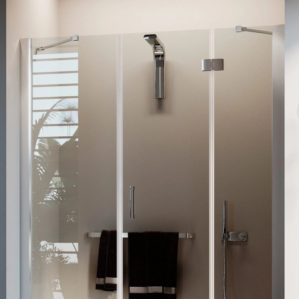Porta Doccia 155CM H190 Vetro Trasparente con Easy-Clean mod. Flip Anta + Fisso
