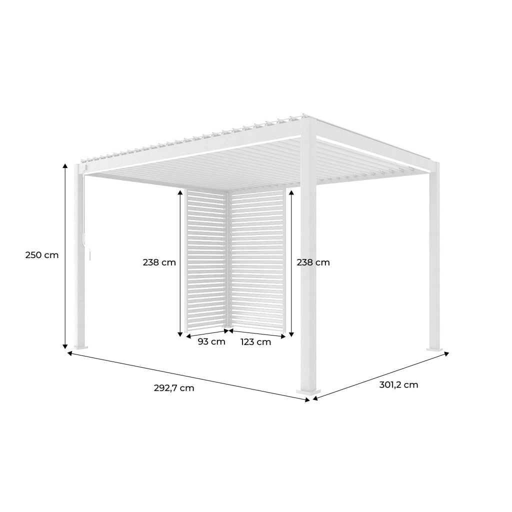 Pergola bioclimatica 3x4m in alluminio  + 1 persiana 1m + 1 persiana