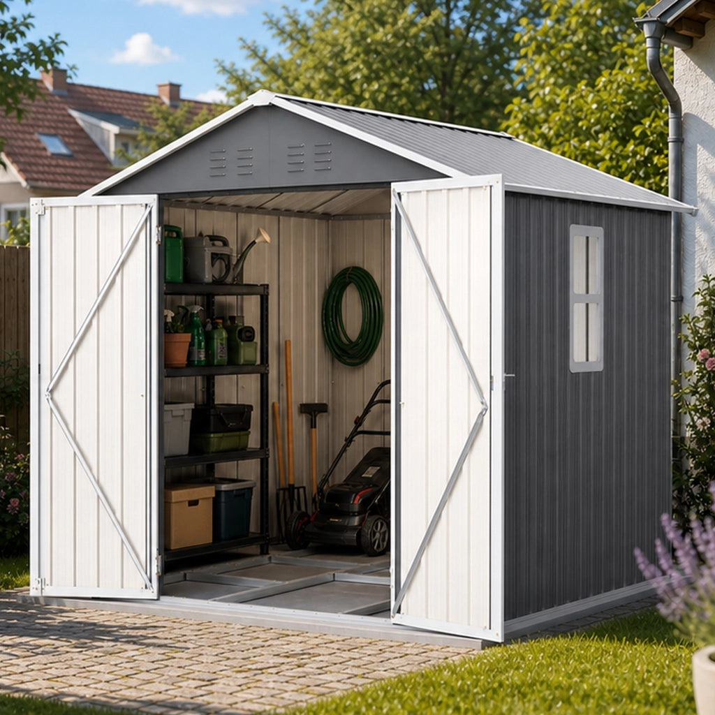 Casetta da Giardino 185x182x191 cm in Metallo Grigio - Resistente alle intemperie