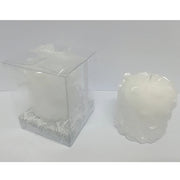 Trade Shop - Candela Cilindro Effetto Perla Bianco 6.5x7cm Confezione Bomboniera Matrimonio -