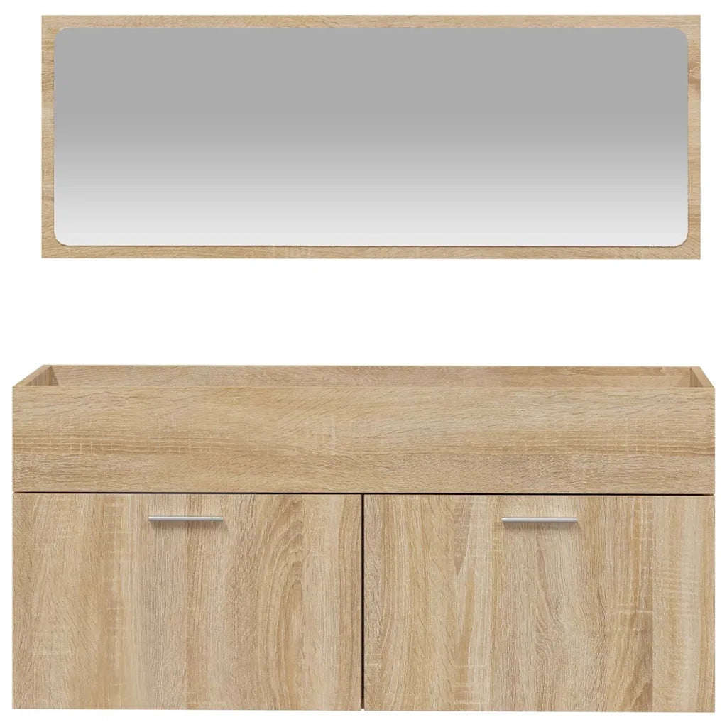 Mobile da Bagno con Specchio Rovere Sonoma in Legno Multistrato 833886