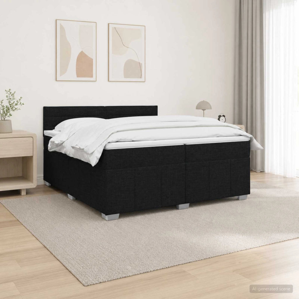 Letto Box Spring LED con Materasso Nero 200 x 200 cm Tessuto 3455684
