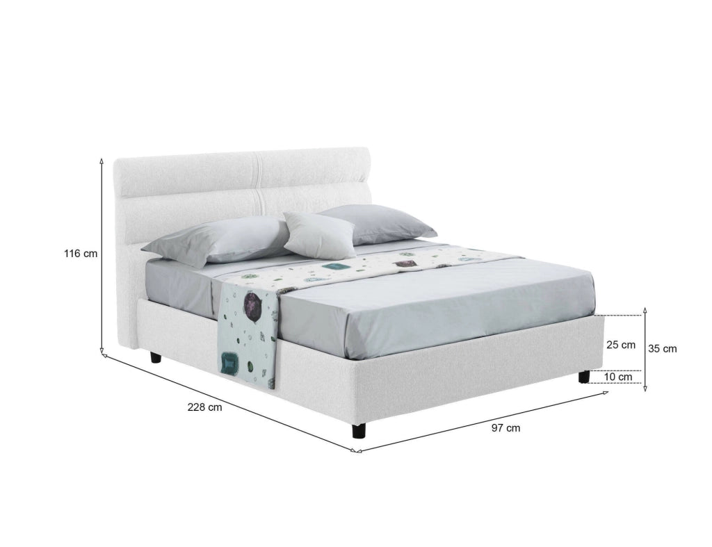 Brenta, Letto Singolo Sfoderabile Made in Italy, Bianco