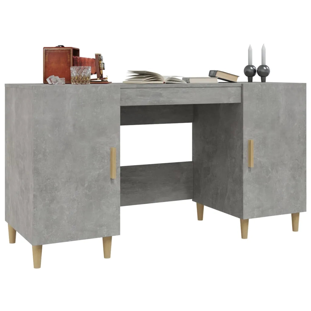 Scrivania Grigio Cemento 140x50x75 cm in Legno Multistrato 812766