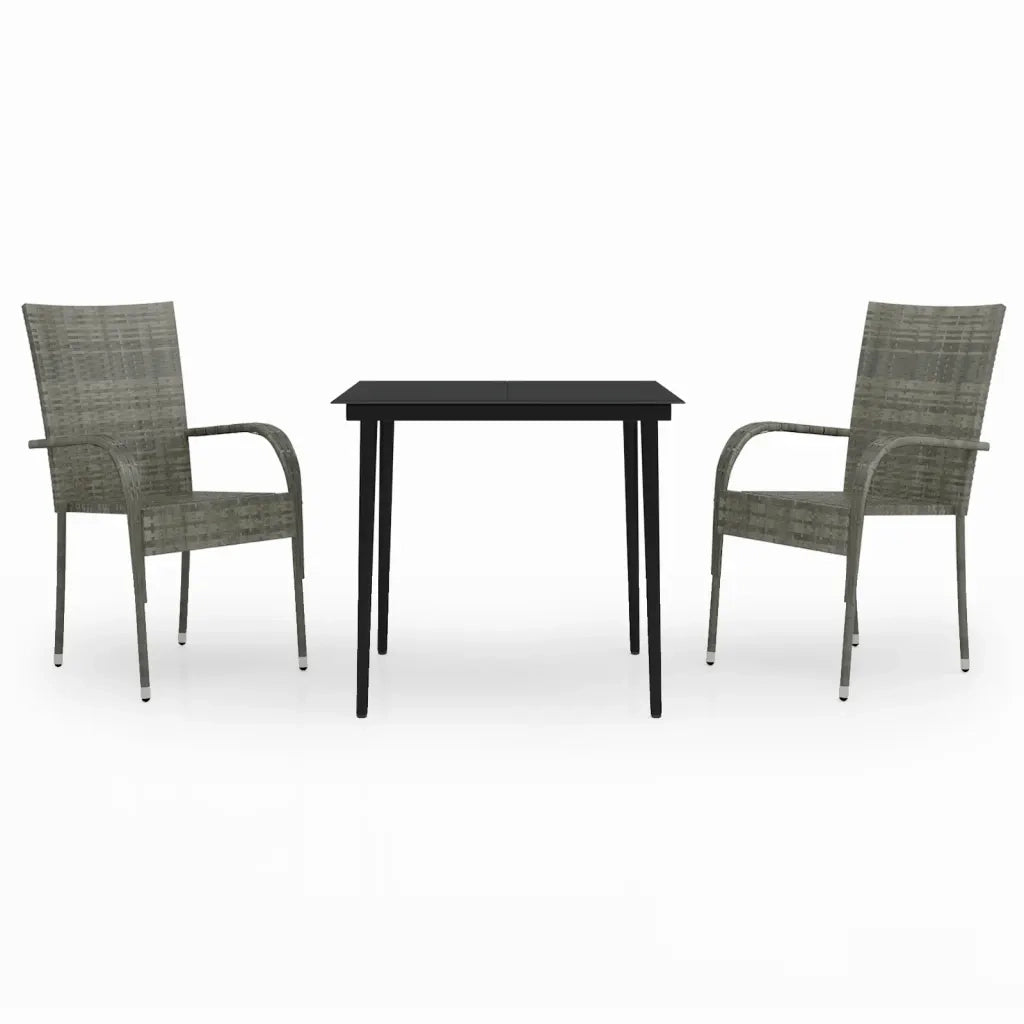 Set da Pranzo per Giardino Grigio e Nero 3 pz con Cuscini cod mxl 41003