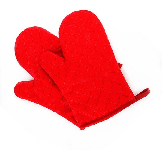 Ovenwanten resistenti al calore, manica a vento in cotone, 1 coppia, rosso
