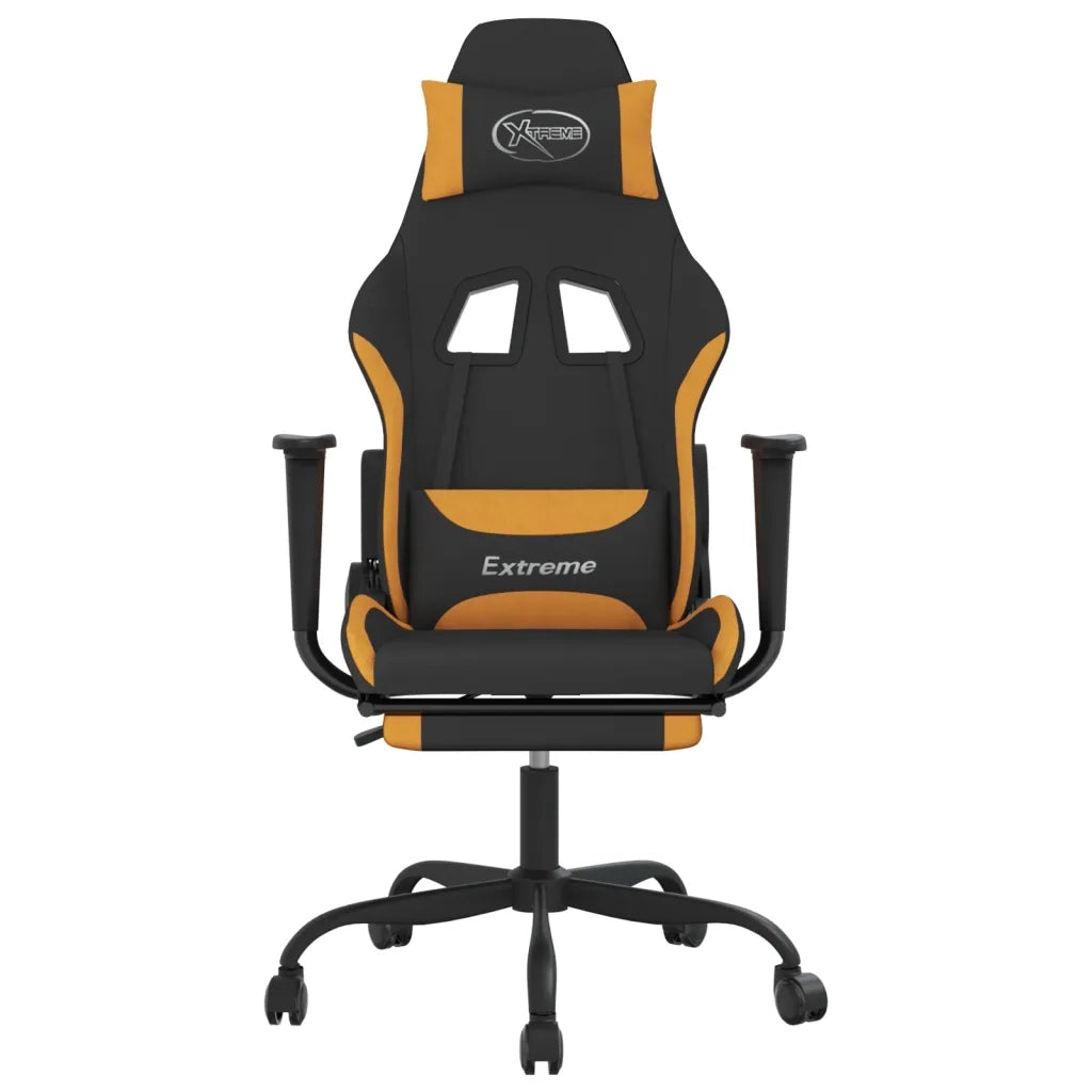 Sedia da Gaming | Sedia da e-sports con Poggiapiedi Nero e Arancione in Tessuto