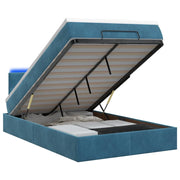 Letto Ottomano con Materasso e LED Blu scuro 120 x 190 cm 3458293