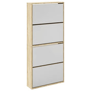 Scarpiera | Mobile per scarpe a 4 Strati con Specchio Rovere 63x17x134 cm