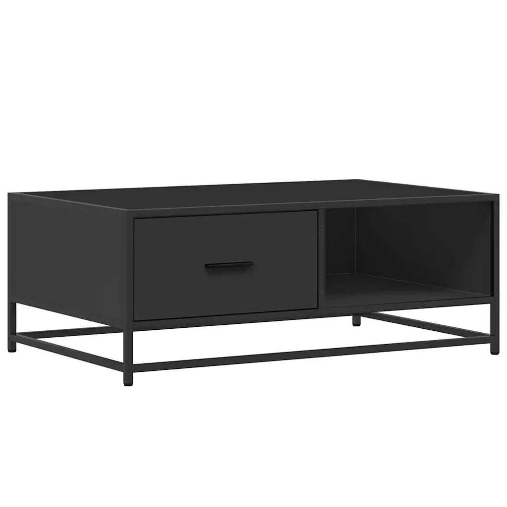 Tavolino salotto | Tavolino da caff¨¨ | Tavolino da Soggiorno Nero 90x57x35 cm in Truciolato e Metallo