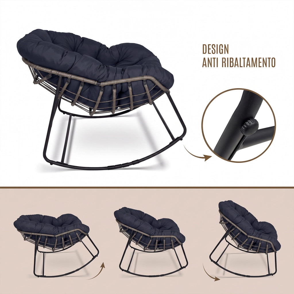 Sedia a dondolo uovo, poltrona dondolo da giardino blu – Dream - SD07DR