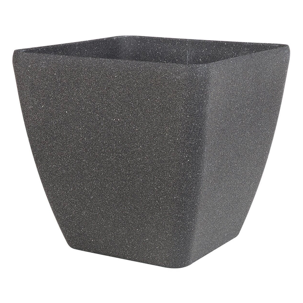 Set di 2 Vasi per piante fioriera in poliresina solida grigio scuro in miscela di pietra quadrata 34 x 34 cm resistente ai raggi UV