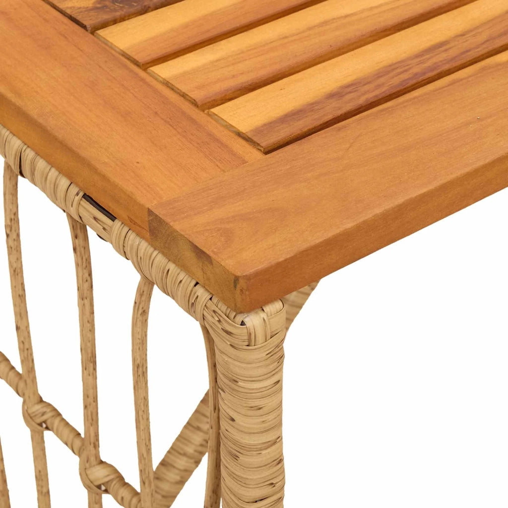 Tavolo da Esterno Naturale 80 x 40 x 40 cm Acciaio e Polyrattan 42025146