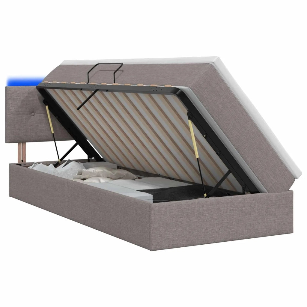 Letto con contenitore LED e materasso Tortora 100 x 200 cm 3459045