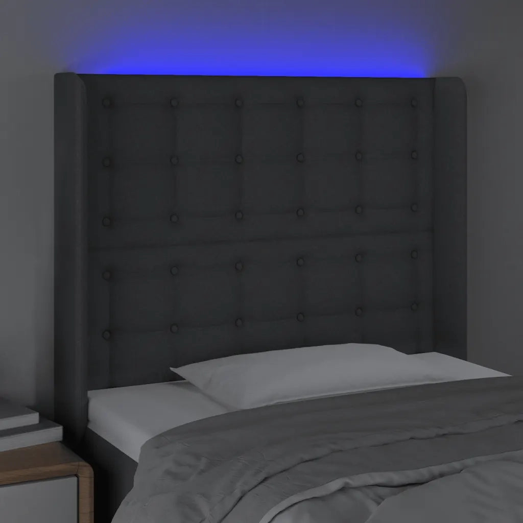 Testiera a LED Grigio Scuro 93x16x118/128 cm in Tessuto 3124465