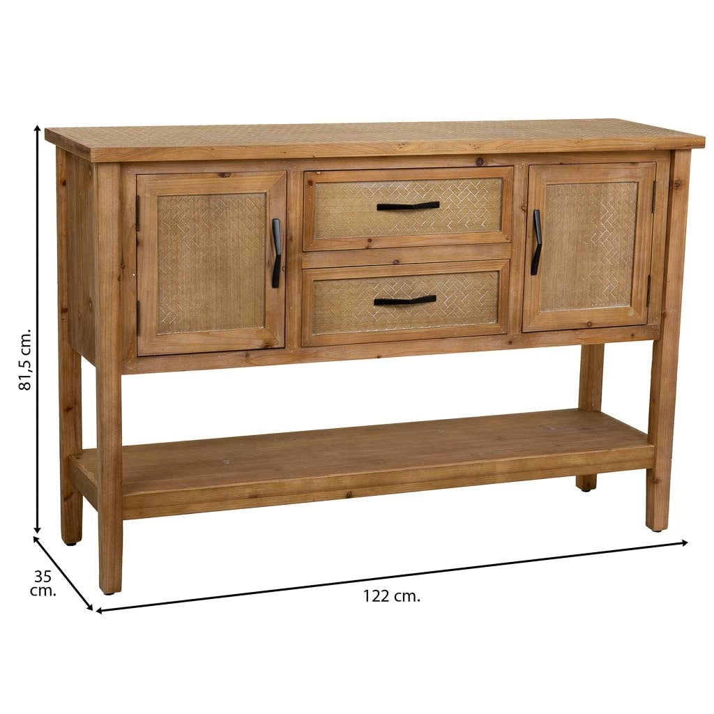 Mobile da ingresso in legno e metallo marrone 122x35x81,5h