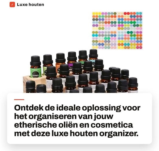 Organizzatore in legno - Risparmio di spazio - 30 fessure - Per oli essenziali - Cosmetici - Legno di alta qualità - Progetto duraturo - Scatola di conservazione