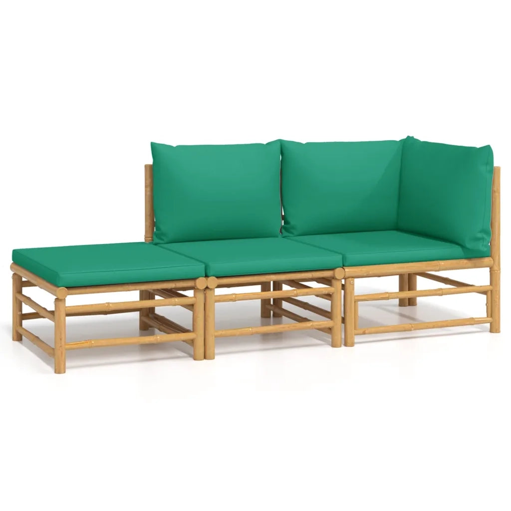 Set Salotto da Giardino 3pz con Cuscini Verdi BambÃ¹