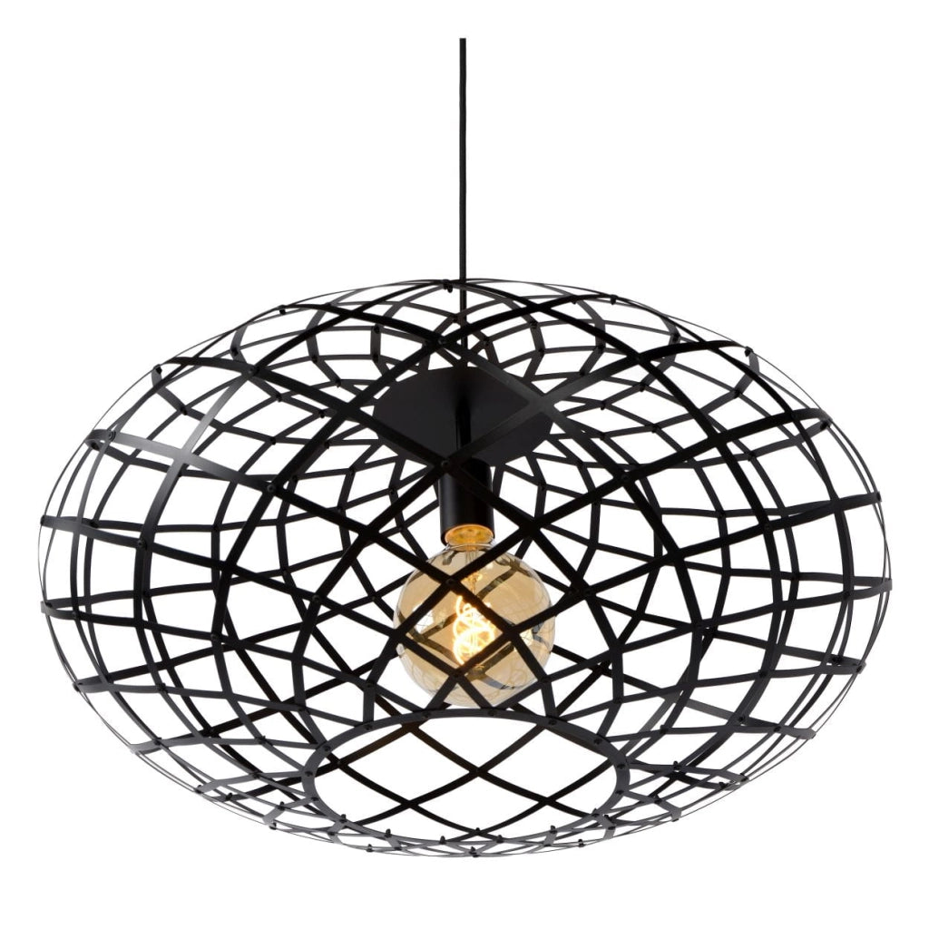 Lampada a sospensione Lucide Wolfram nera metallo Ø65 E27