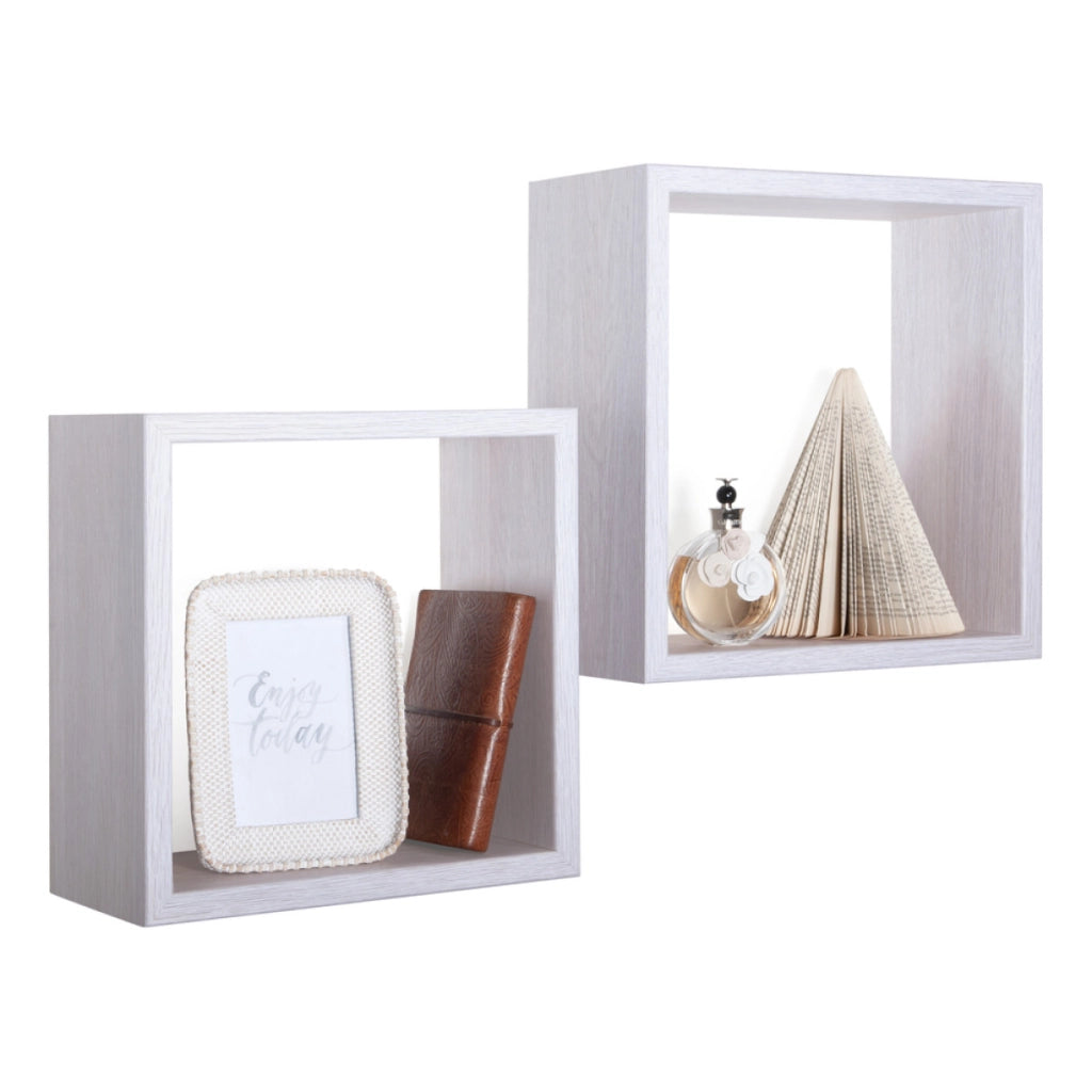 Set di 2 Mensole da Muro Modello Q-BIS, Cubi Arredo, Mensole Cubo, Cubi da Parete. Misure 35x35 p15.5 cm e 31x31 p15.5 cm. Finitura ROV. IMPERIALE - MADE IN ITALY