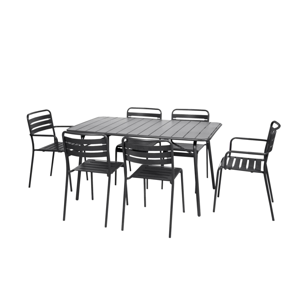 Set tavolo da giardino pieghevole in acciaio con 2 poltrone e 4 sedie,