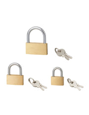 Set di 3 lucchetti BASIC 20, 26 e 32 mm con arco in acciaio, 2 chiavi – SERRUPRIX