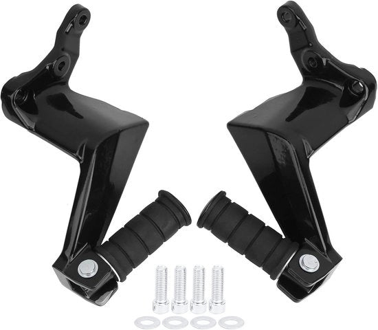 Sostegni per Motocicletta - Sostegni Ripiegabili - Comfortevole Posizione di Guida - Antiscivolo Alluminio - 28 x 13 x 8 cm - Nero