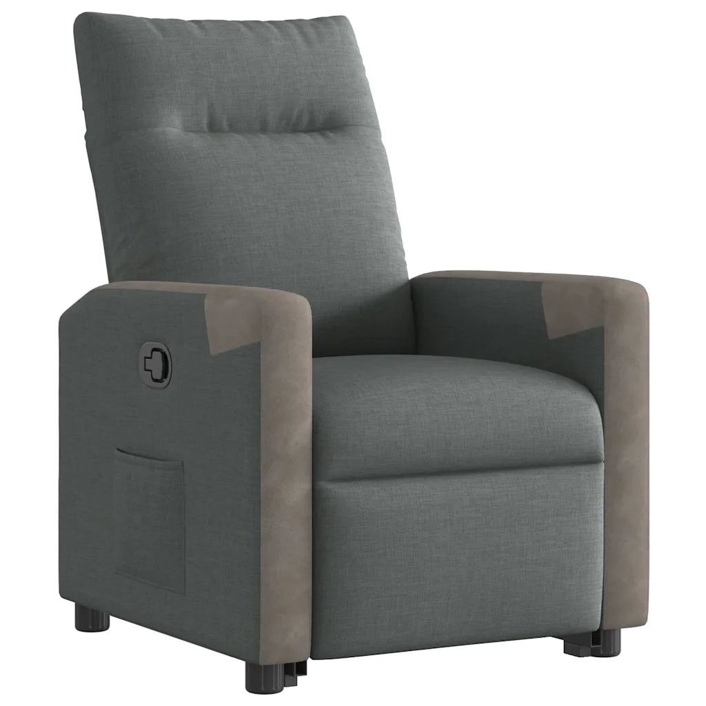 Poltrona | Sedia Relax Alzapersona Reclinabile Grigio Scuro in Tessuto