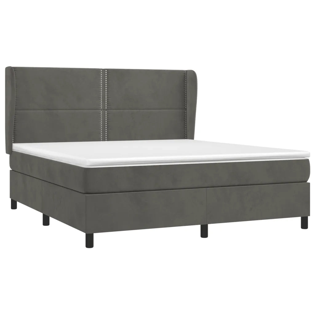 Giroletto a Molle con Materasso Grigio Scuro 160x200 cm Vellutocod mxl 98290