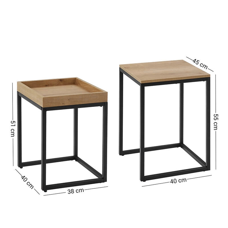 Tavolino da caffè Valora 2 pezzi in stile industriale per soggiorno x2