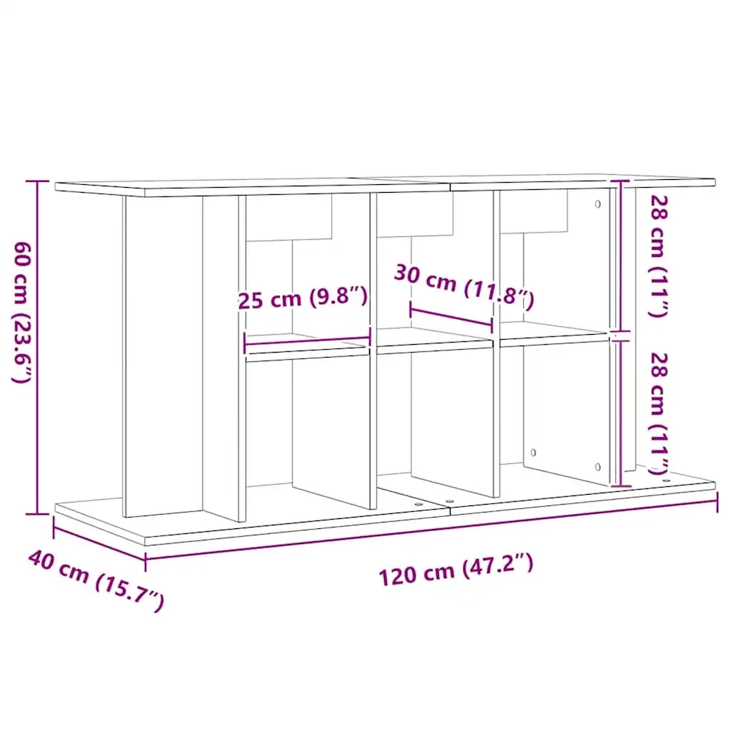 Supporto per acquario artigianale in rovere 120x40x60 cm in legno ingegnerizzato 857277
