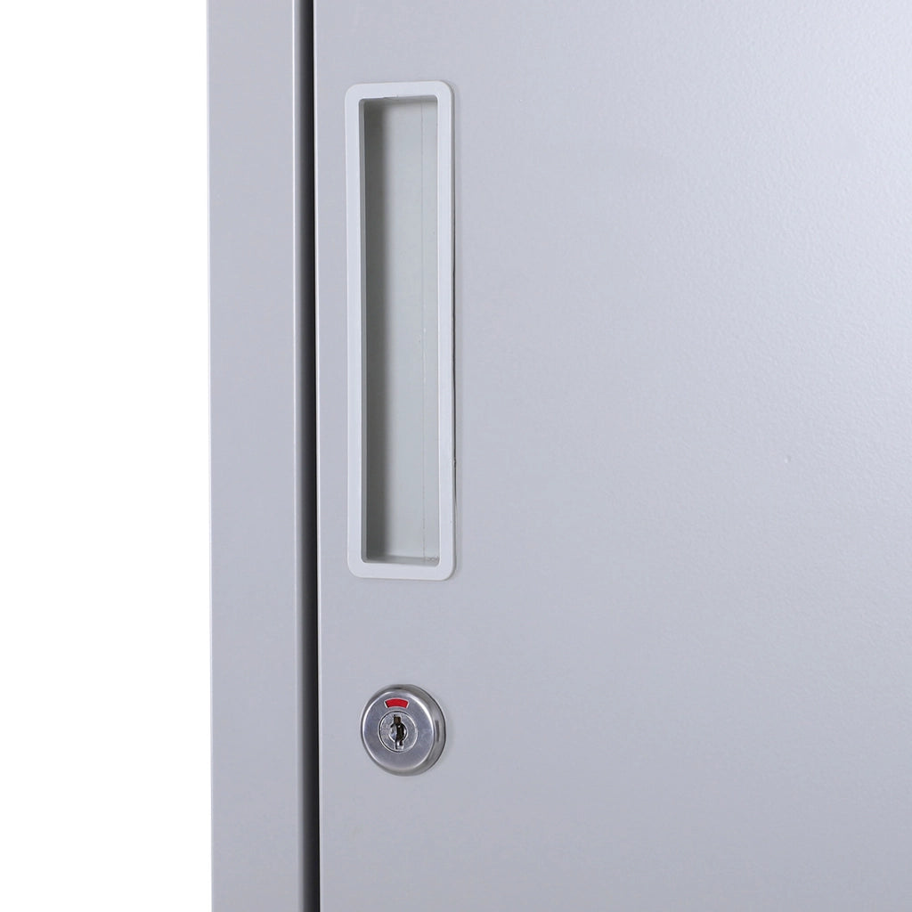 EasyComfort Armadietto 4 Ripiani 2 Porte Chiusura di Sicurezza Ufficio Garage Officina Acciaio Laminato a Freddo 38x46x180cm Grigio