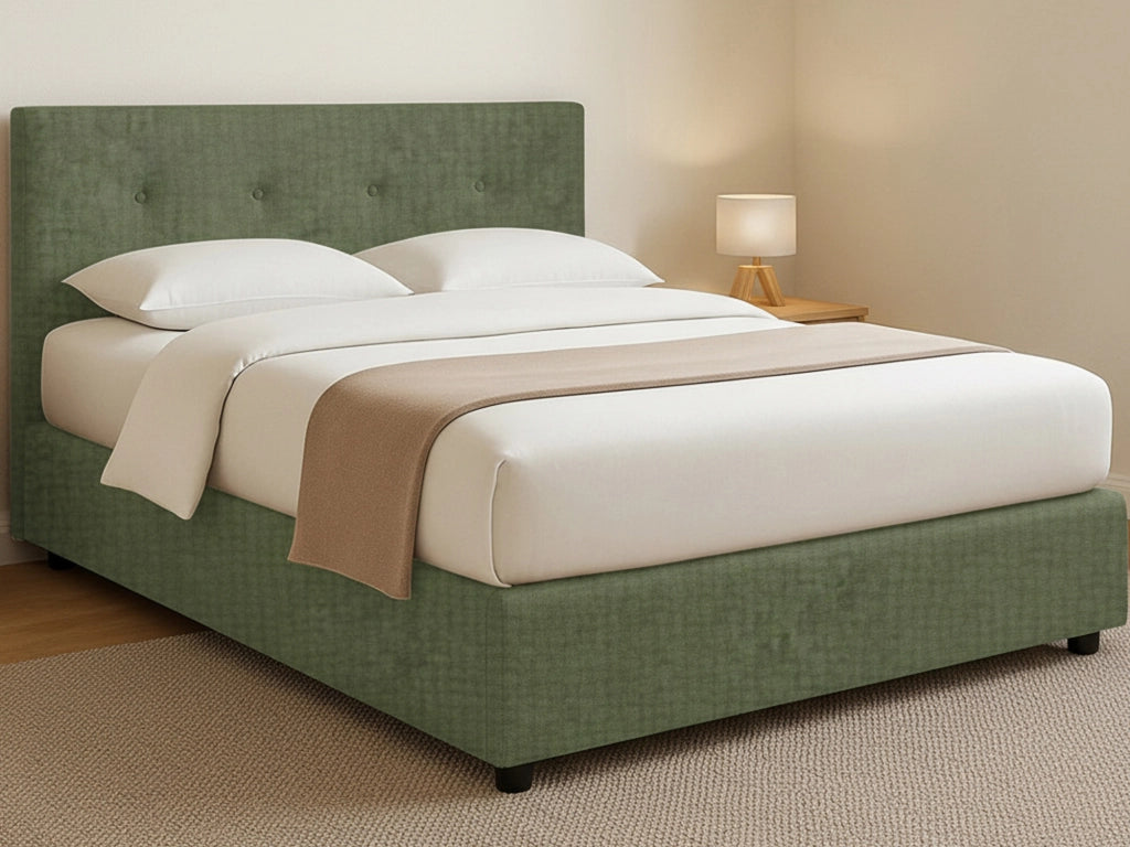 Luton, Letto Piazza e Mezza Sfoderabile Made in Italy, Verde