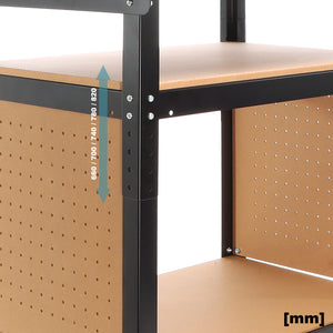 Banco da lavoro portatile 68x50x66-82 cm Tavolo da lavoro con altezza regolabile e 2 ripiani