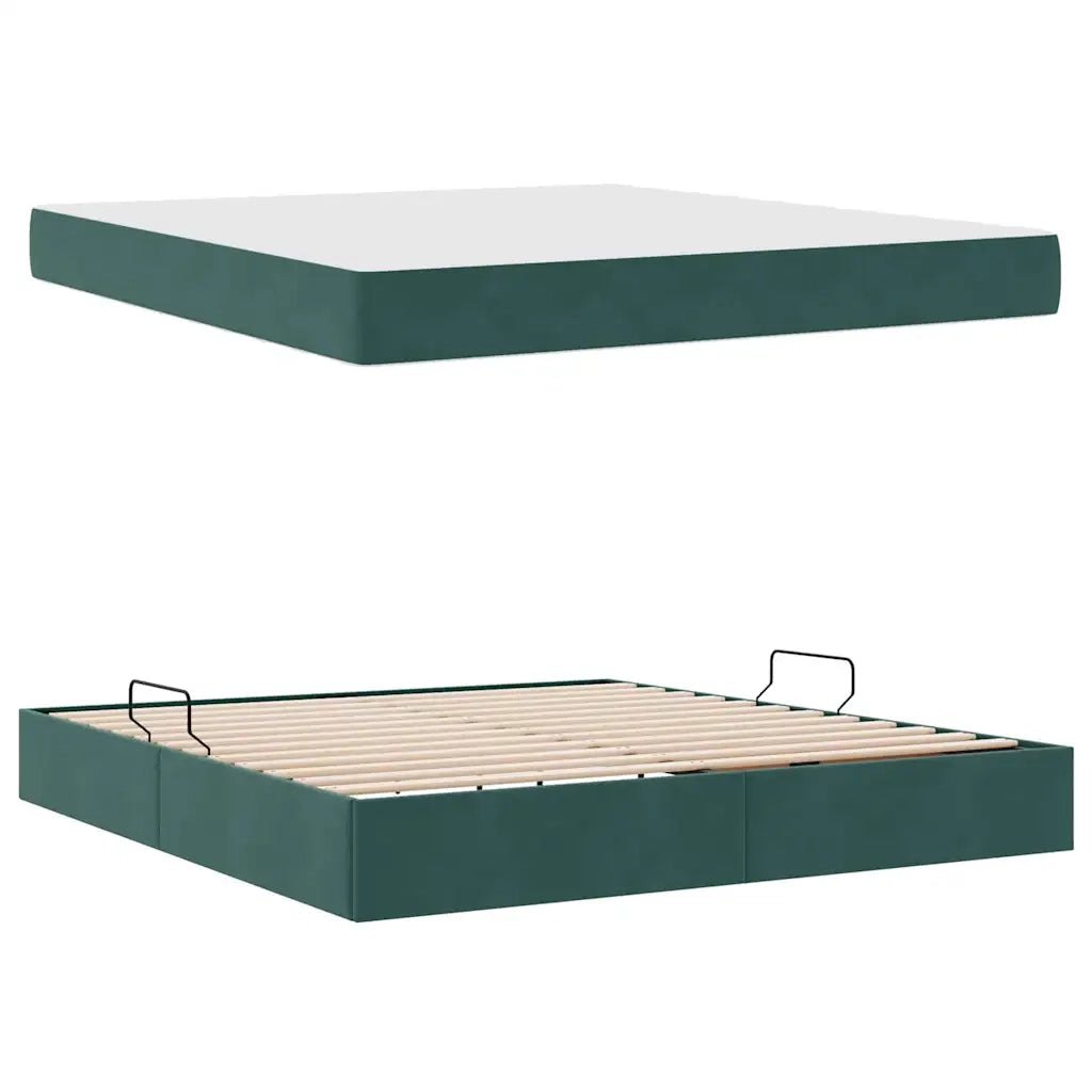 Letto con contenitore e materasso Verde Scuro 180 x 200 cm